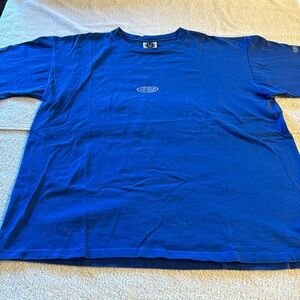 Hawaiian Island Creations Blue Shirt Chick on Back Fits Like Medium